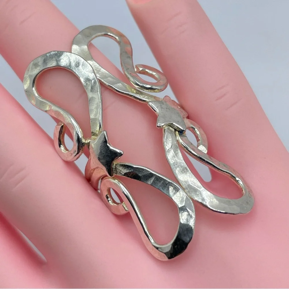Vintage Taxco Mexico Silver Abstract Swirl Star Statement Ring Southwestern